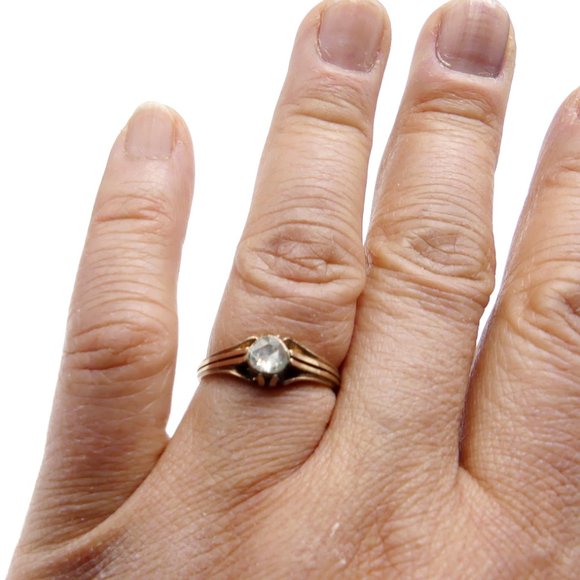 Antique 10k gold Georgian rose cut diamond foil ba - Picture 9 of 14